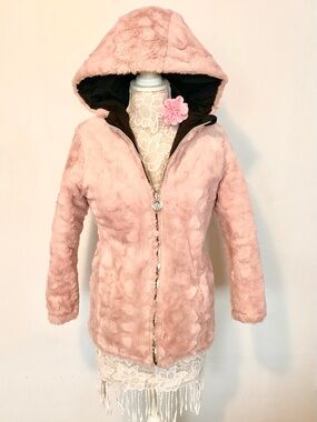 DKNY Pink Reversible Faux Fur Jacket